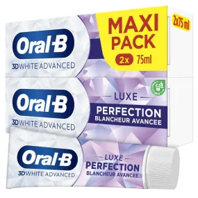3D WHITE ADVANCED LUXE - Dentifrice Perfection Blancheur Avancée, 2x75ml | Oral b  - Parapharmacie Boticinal