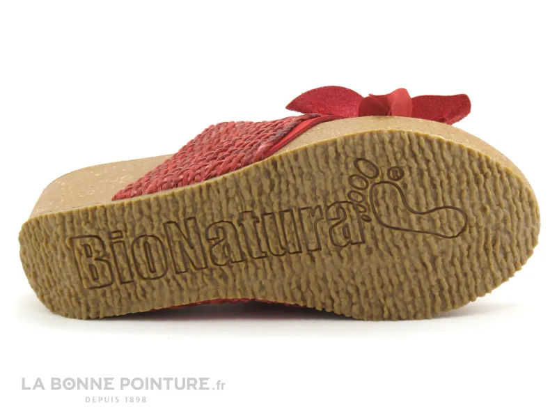 Achat chaussures BioNatura Femme Entre-doigts, vente BioNatura 24A2029 Rouge Corail - Fleur - Mule Entre-doigts compense