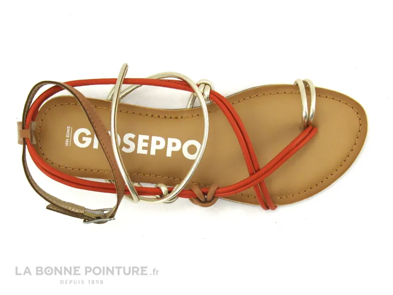 Achat chaussures Gios Eppo Femme Entre-doigts, vente Gioseppo GUALACA 69128 - Orange et Or - Sandale Femme avec passe orteil