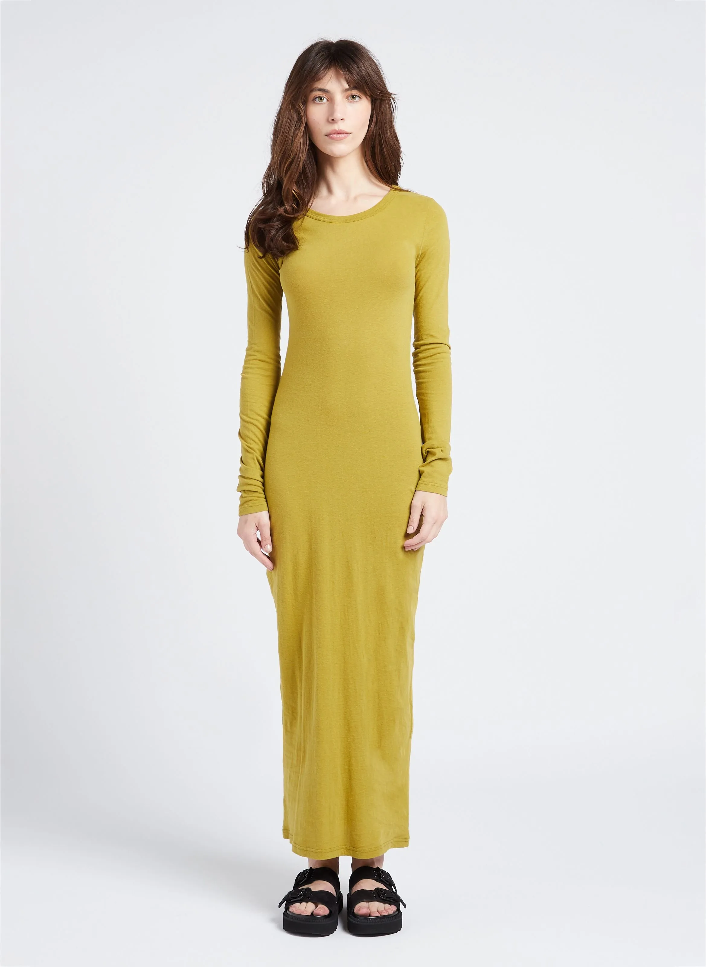 AMERICAN VINTAGE  Robe longue col rond en coton gamipy - Doré