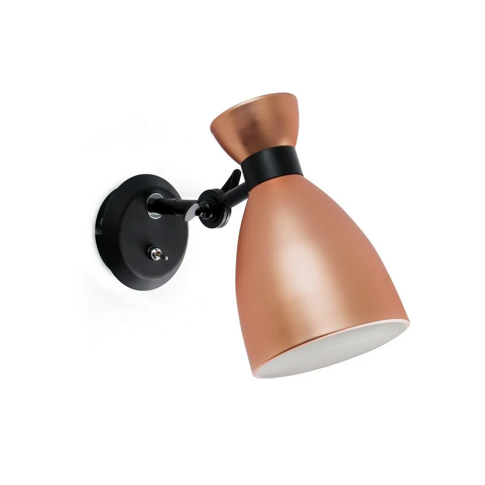 Applique décorative cuivré style année 60, pour ampoule à culot E14