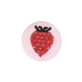 Badge tissu - fraise brodée 