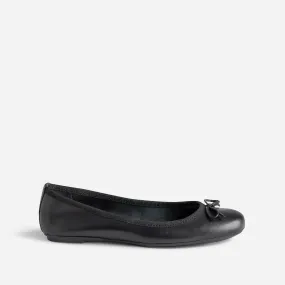 Ballerine noire en cuir avec noeud - Ballerines Femme | ERAM