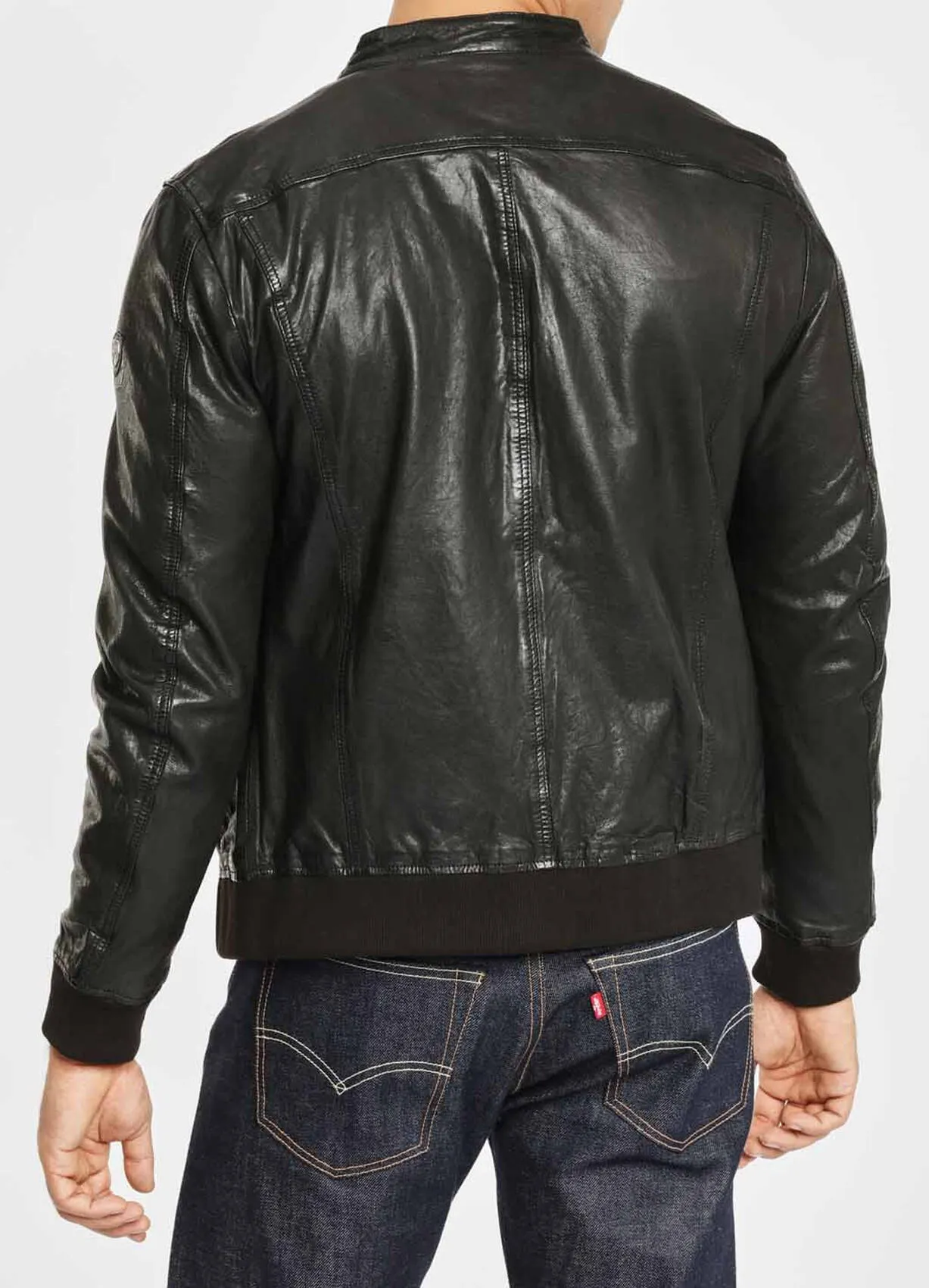 Blouson cuir homme agneau noir