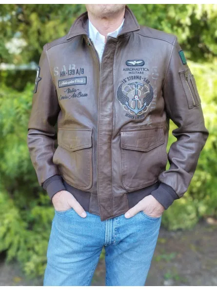 Blouson pilote en cuir Aeronautica Militare