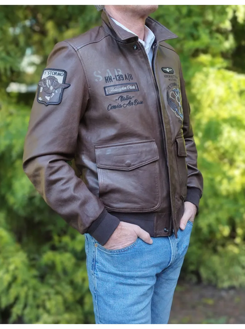 Blouson pilote en cuir Aeronautica Militare