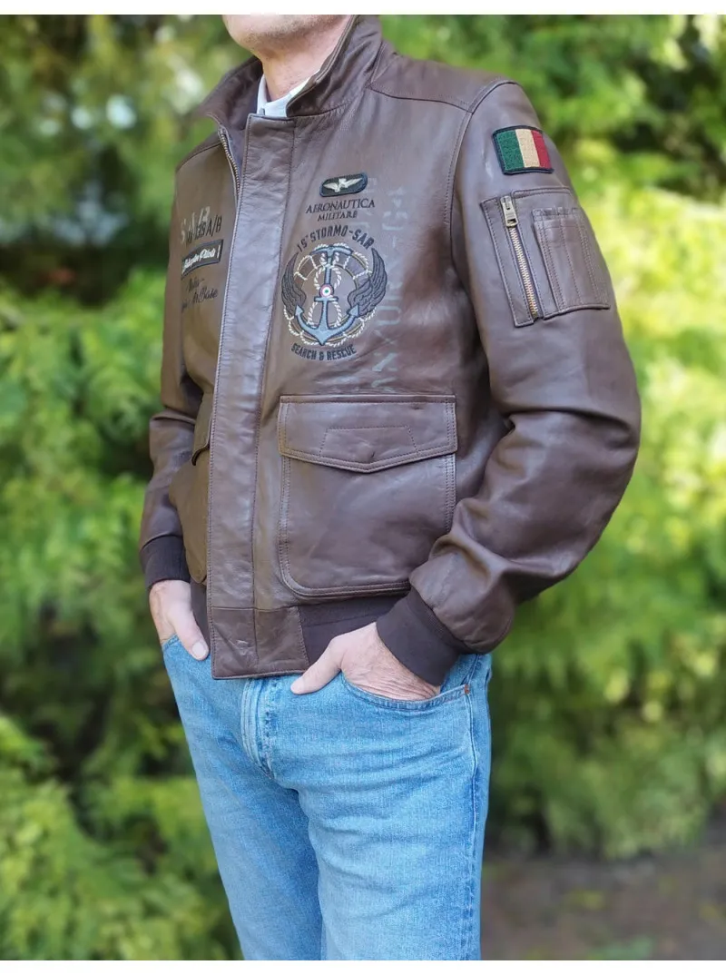 Blouson pilote en cuir Aeronautica Militare