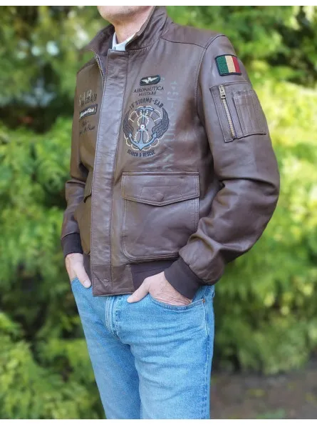 Blouson pilote en cuir Aeronautica Militare