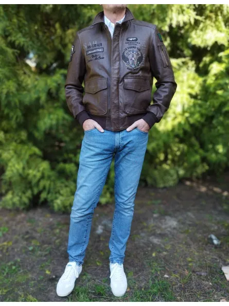 Blouson pilote en cuir Aeronautica Militare