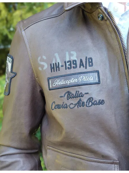 Blouson pilote en cuir Aeronautica Militare