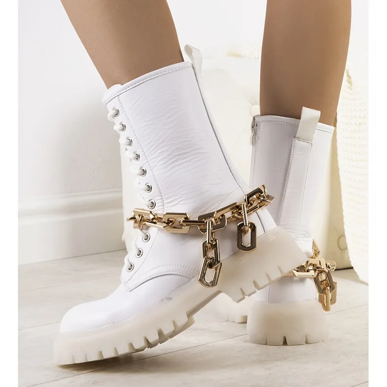 Bottines blanches avec chaîne Curiti