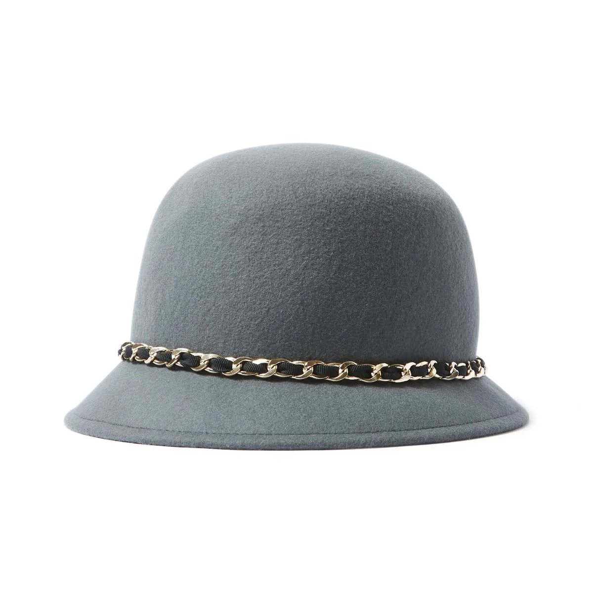 Chapeau cloche détail chaîne entrelacée - gris