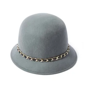 Chapeau cloche détail chaîne entrelacée - gris