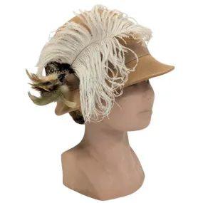 Chapeau cloche Lafayette Accessoires T 53/54 cm en laine camel avec plumes