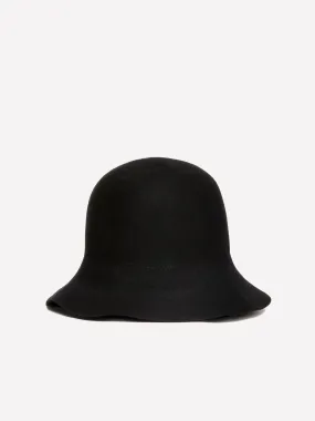 Chapeau cloche noir en 100 % laine