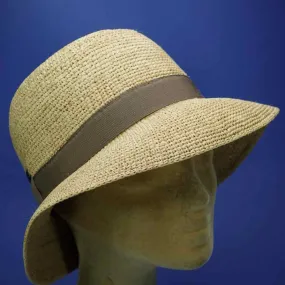 Chapeau cloche raphia crochet coloris café | Chapeau d'été femme