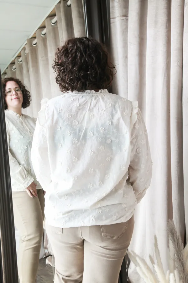 Chemise brodée fleurs mamina - Mode et prêt à porter