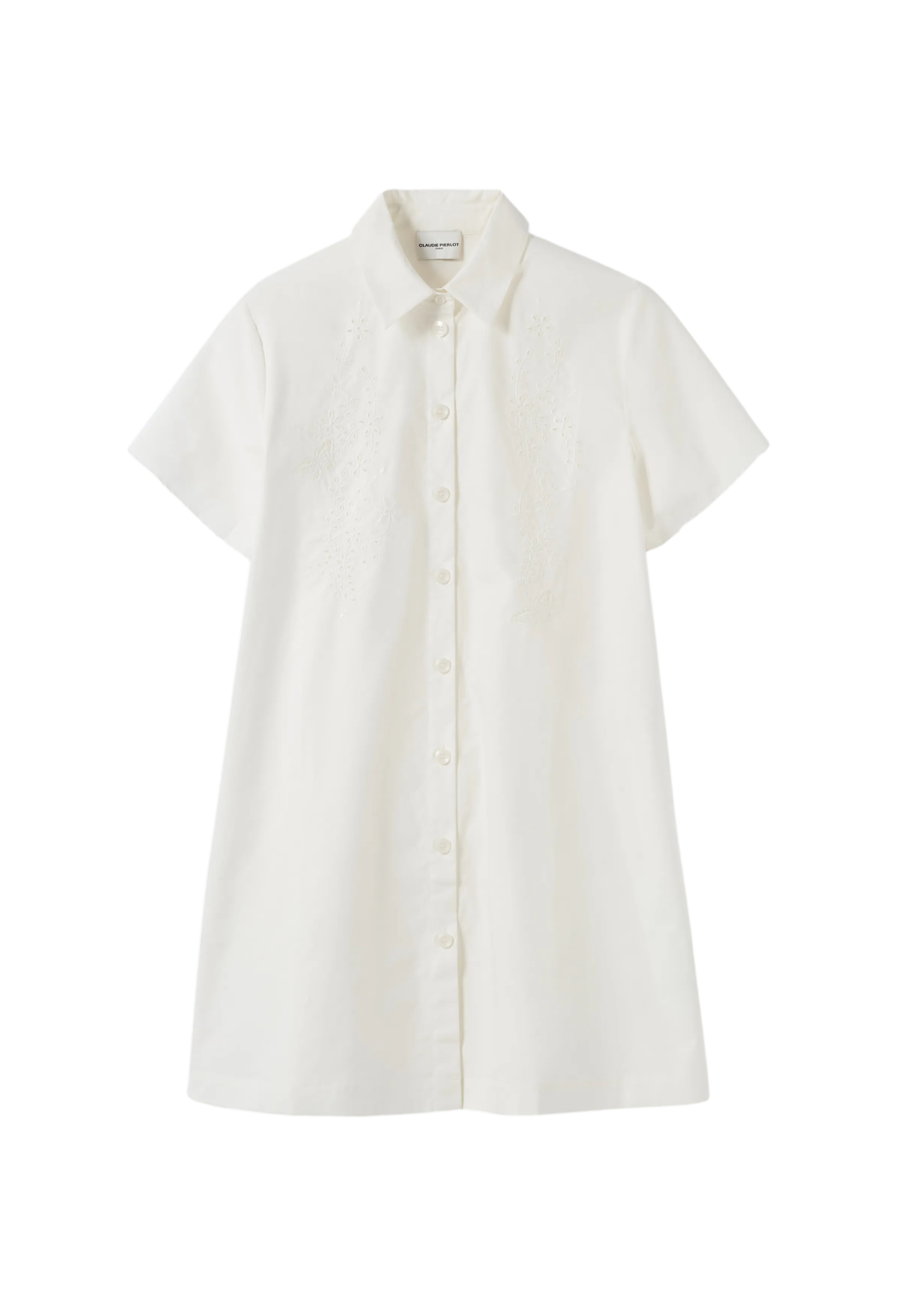 CLAUDIE PIERLOT  Robe chemise brodée en coton - Blanc