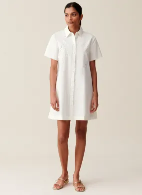 CLAUDIE PIERLOT  Robe chemise brodée en coton - Blanc