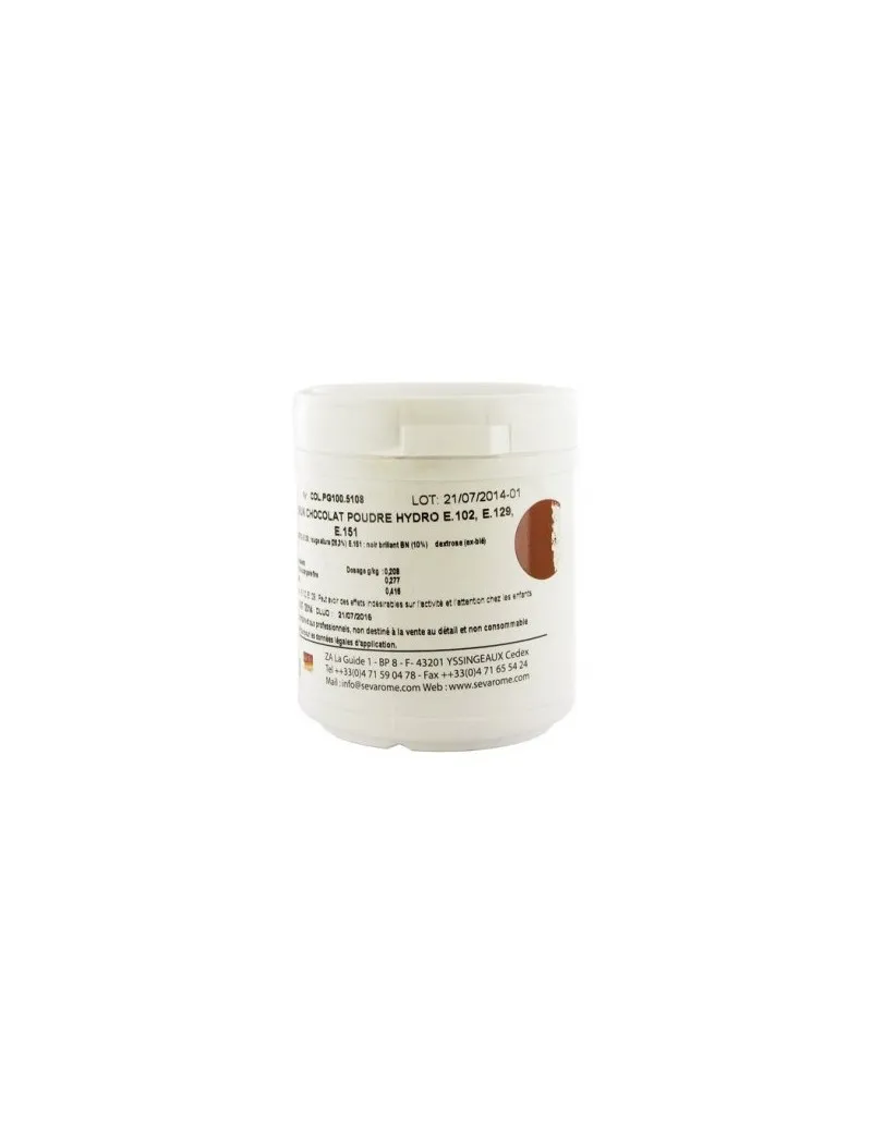 Colorant alimentaire brun chocolat poudre hydrosoluble professionnel 5108 - Couleur Chocolat - Poids 25 g - Pâtisserie 