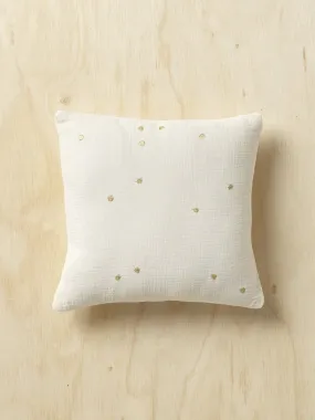 Coussin gaufré à pois brodés