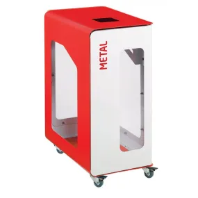 CUBATRI Borne de tri sélectif 90L Vigipirate sans serrure avec roulettes Gobelets rouge
