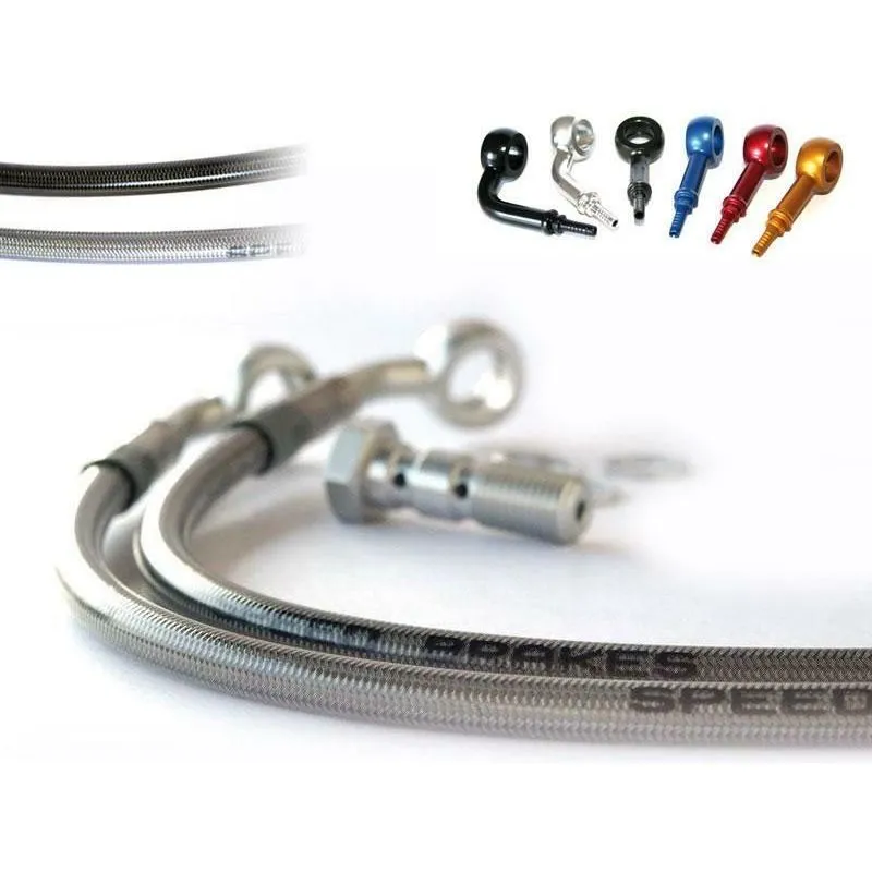 Durite frein arriere Speedbrakes carbone/raccord rouge Kawasaki ER-6 F - piecemotoquad.fr