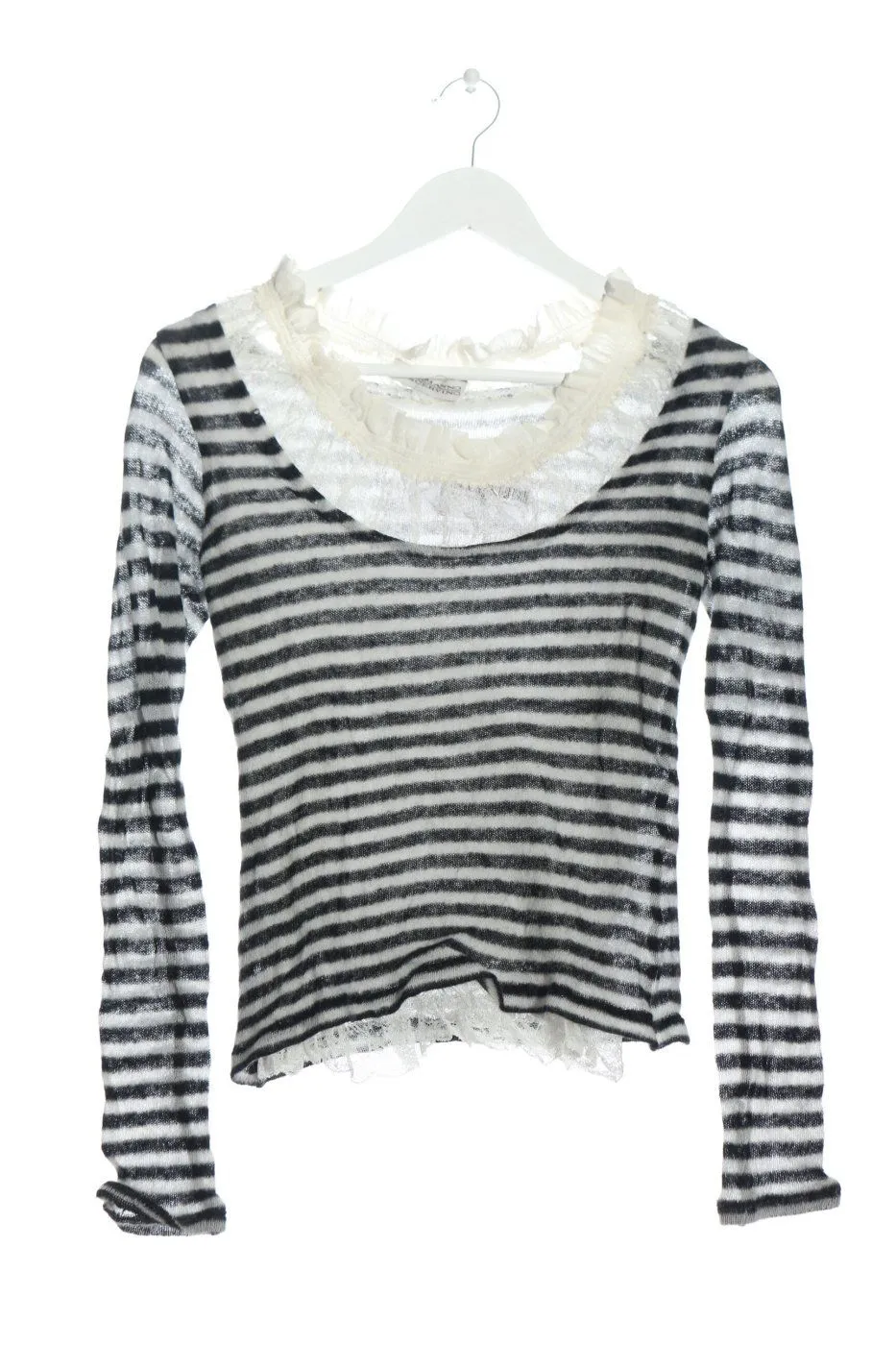 Ermanno Scervino Top à manches longues noir-blanc motif de courtepointe