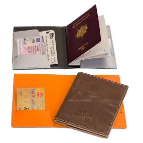 Etui passeport et cartes de crédit personnalisé en cuir recyclé - France - TRIPASSEPORT - Vertlapub