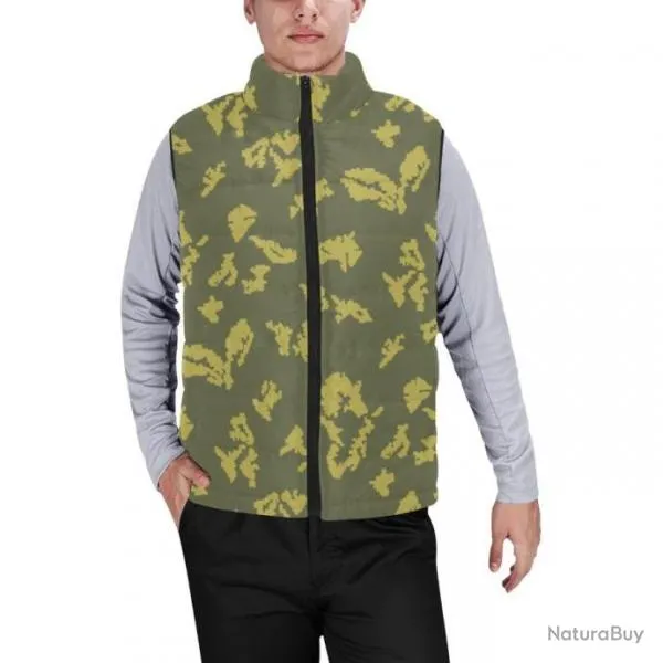 Gilet matelassé doudoune sans manches avec col montant camouflage russe KLMK Berehzka Jaune-vert