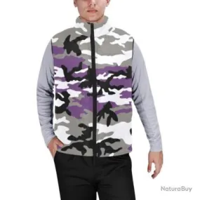 Gilet matelassé type doudoune sans manches avec col montant camouflage Violet