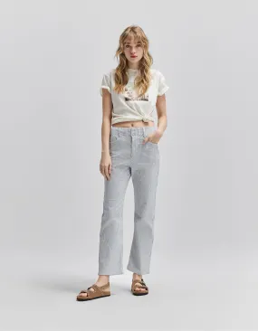 Jean slouchy blanc cassé recyclé fines rayures Femme