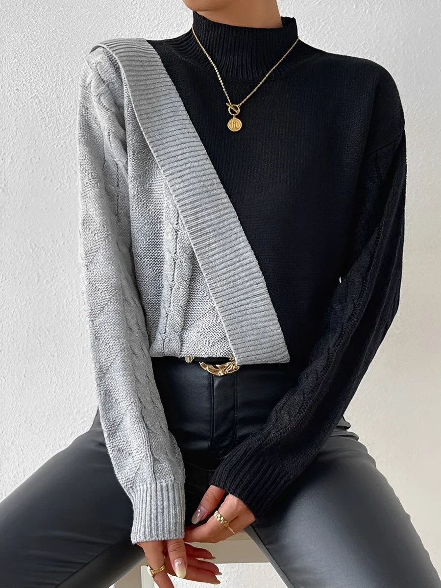 Khloe - Pull moderne en maille avec col montant