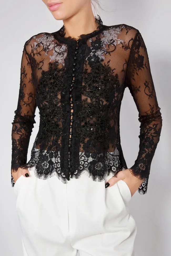 Lia Aram Chemise en dentelle brodée à la main