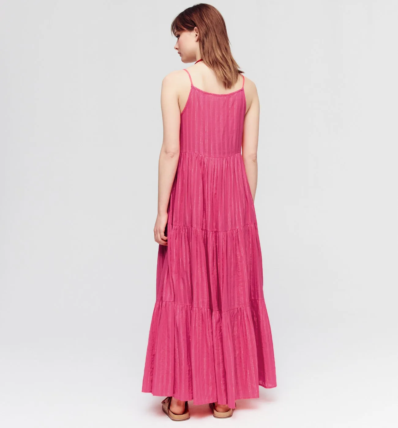 Longue robe à bretelles Femme - Rose fuchsia