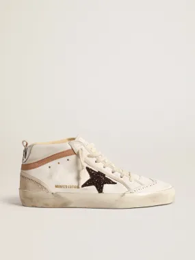 Mid Star LTD en cuir nappa avec étoile à paillettes et virgule en cuir nude | Golden Goose