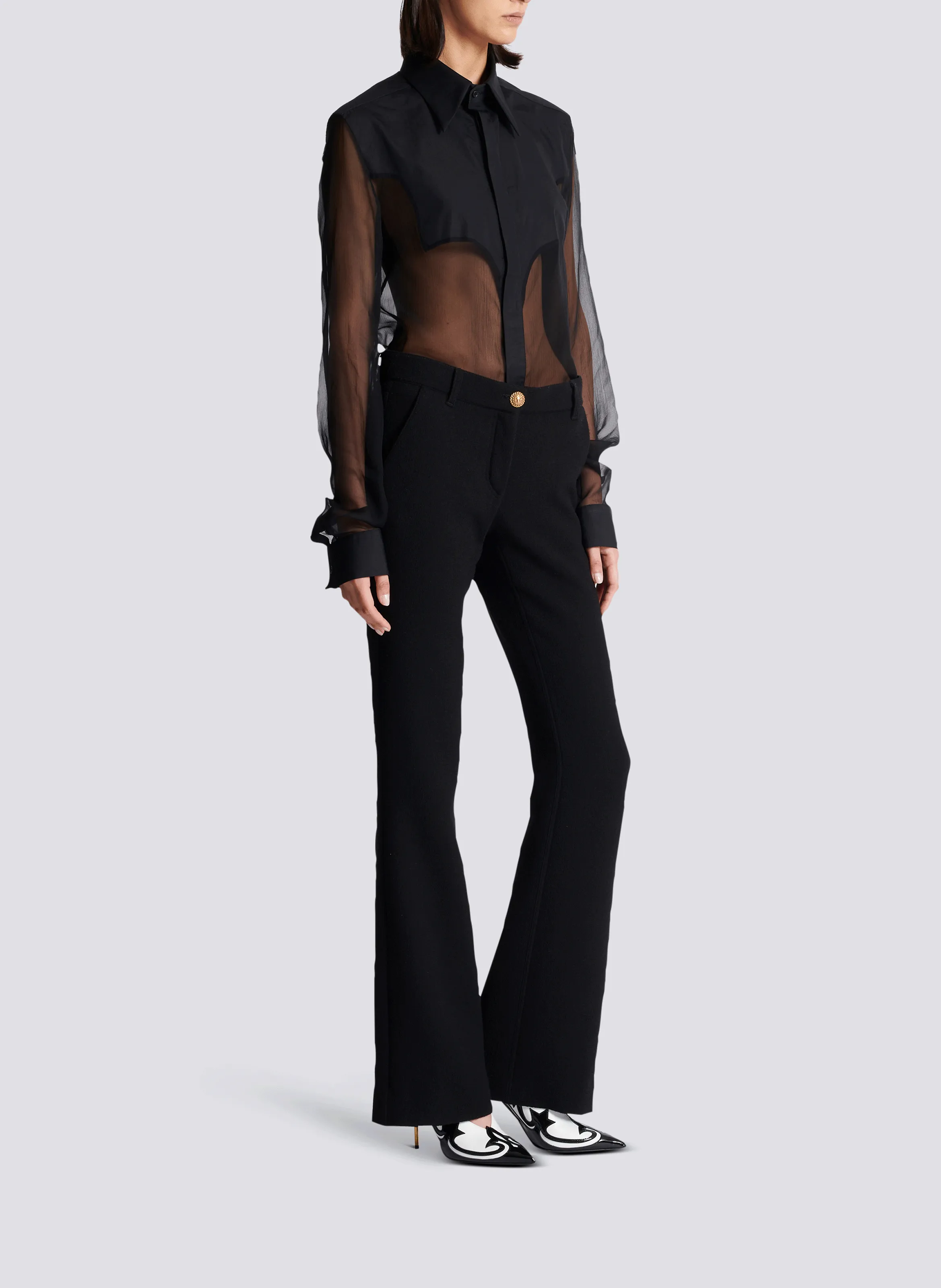 PANTALON BOOTCUT EN CRêPE - BALMAIN pour FEMME | Printemps