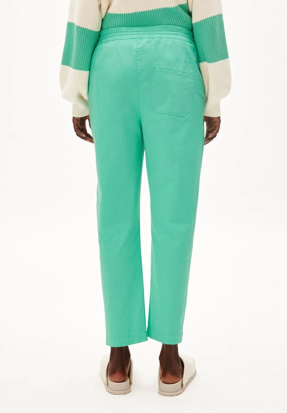 Pantalon carotte vert citron en coton bio - danyaa bright lime femme