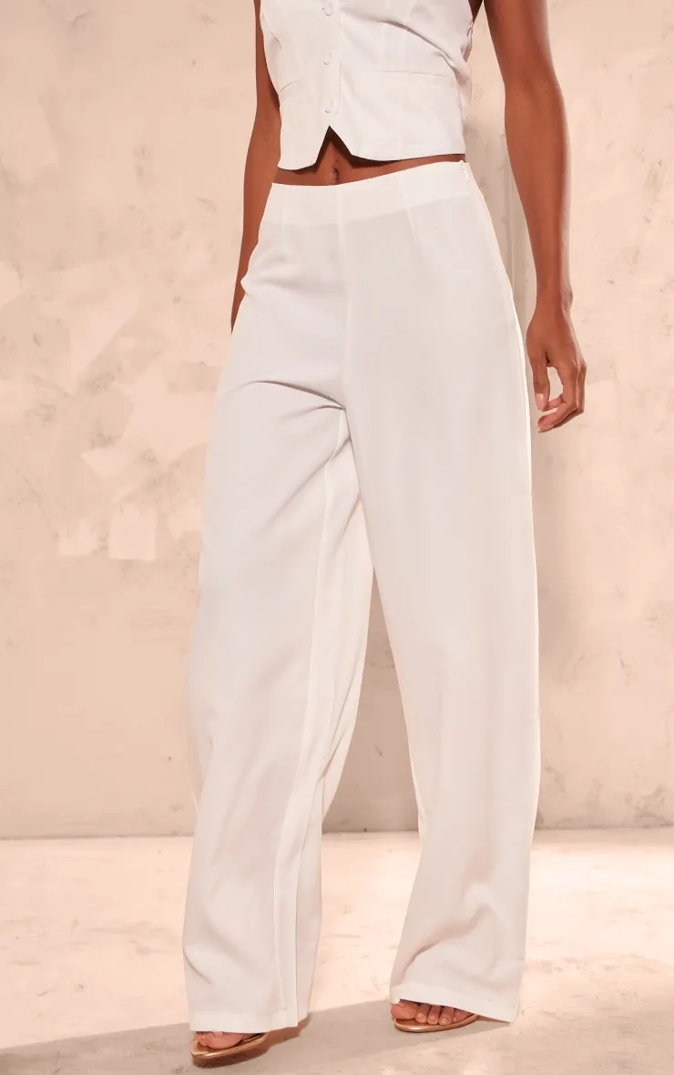 Pantalon de tailleur large blanc taille mi-haute