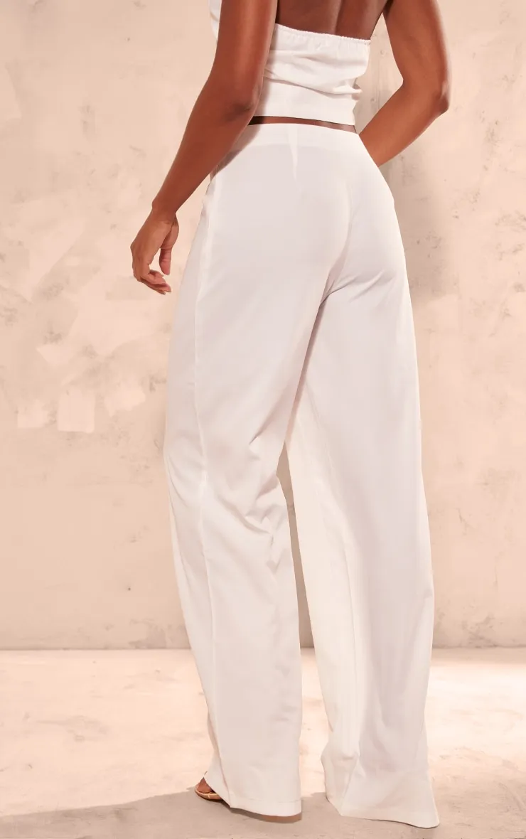 Pantalon de tailleur large blanc taille mi-haute