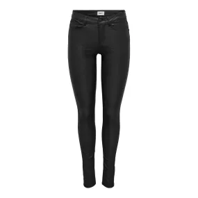 Pantalon en cuir synthétique braguette à boutons taille moyenne noir Isla | 3 Suisses