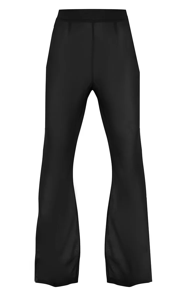 Pantalon flare noir transparent à taille haute