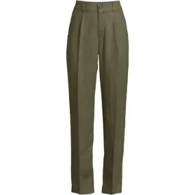 Pantalon Fuselé en Lin à Taille Haute, Femme Stature Standard