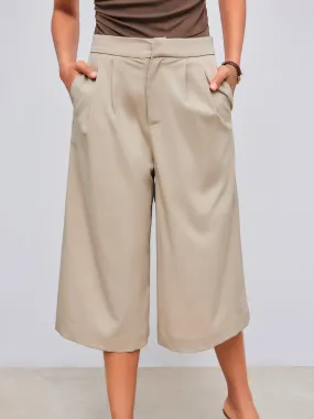 Pantalon large solide à taille haute et à genoux