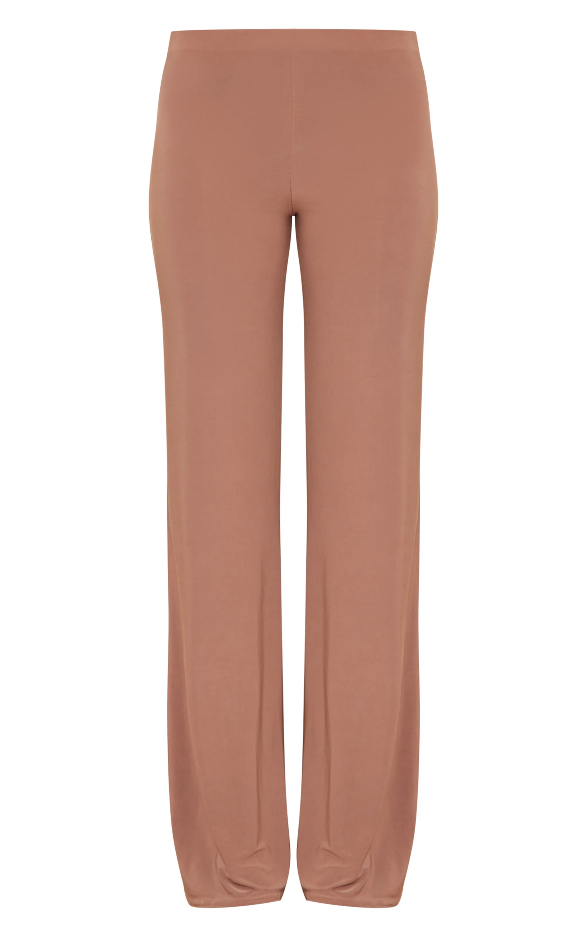 Pantalon moulant droit taupe à taille mi-haute