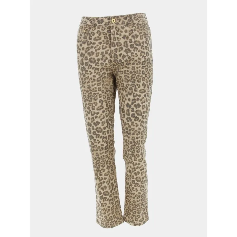 Pantalon taille haute léopard beige femme - Véro Moda | wimod