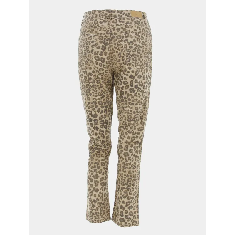 Pantalon taille haute léopard beige femme - Véro Moda | wimod