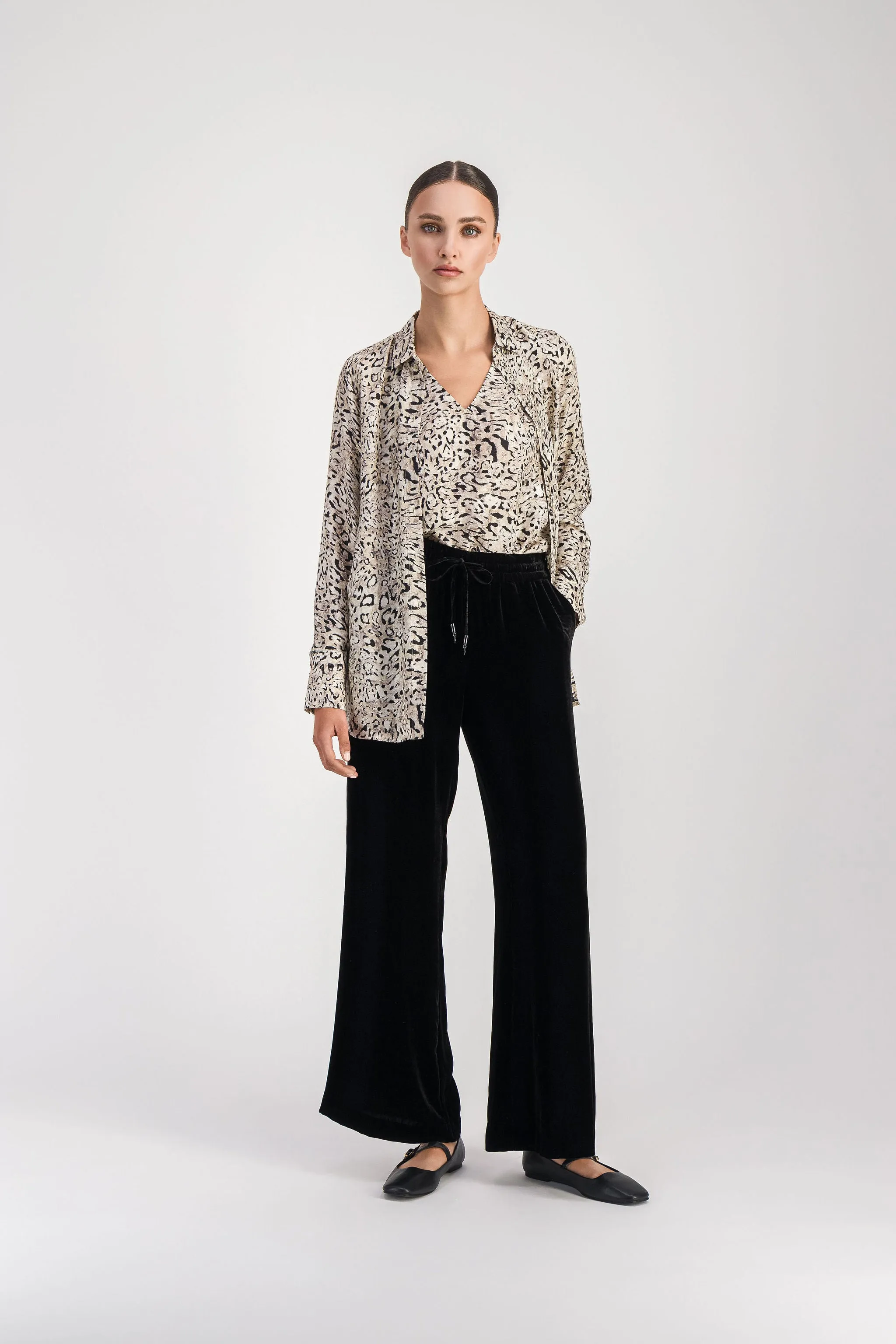 Pantalon taille haute velours noir
