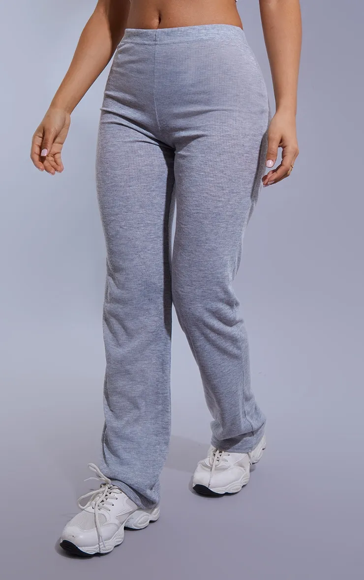 Petite Pantalon taille haute côtelé gris clair