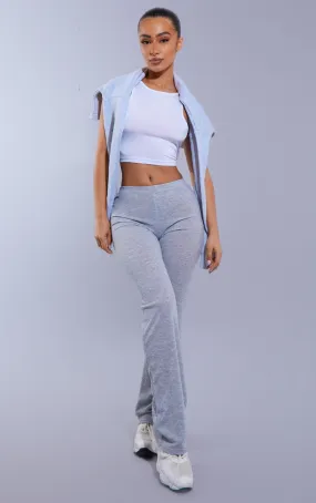 Petite Pantalon taille haute côtelé gris clair